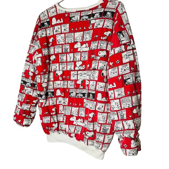 Vintage Red White Striped Double Sided Snoopy Reversible Sweatshirt Size Large - Picture 11 of 11
